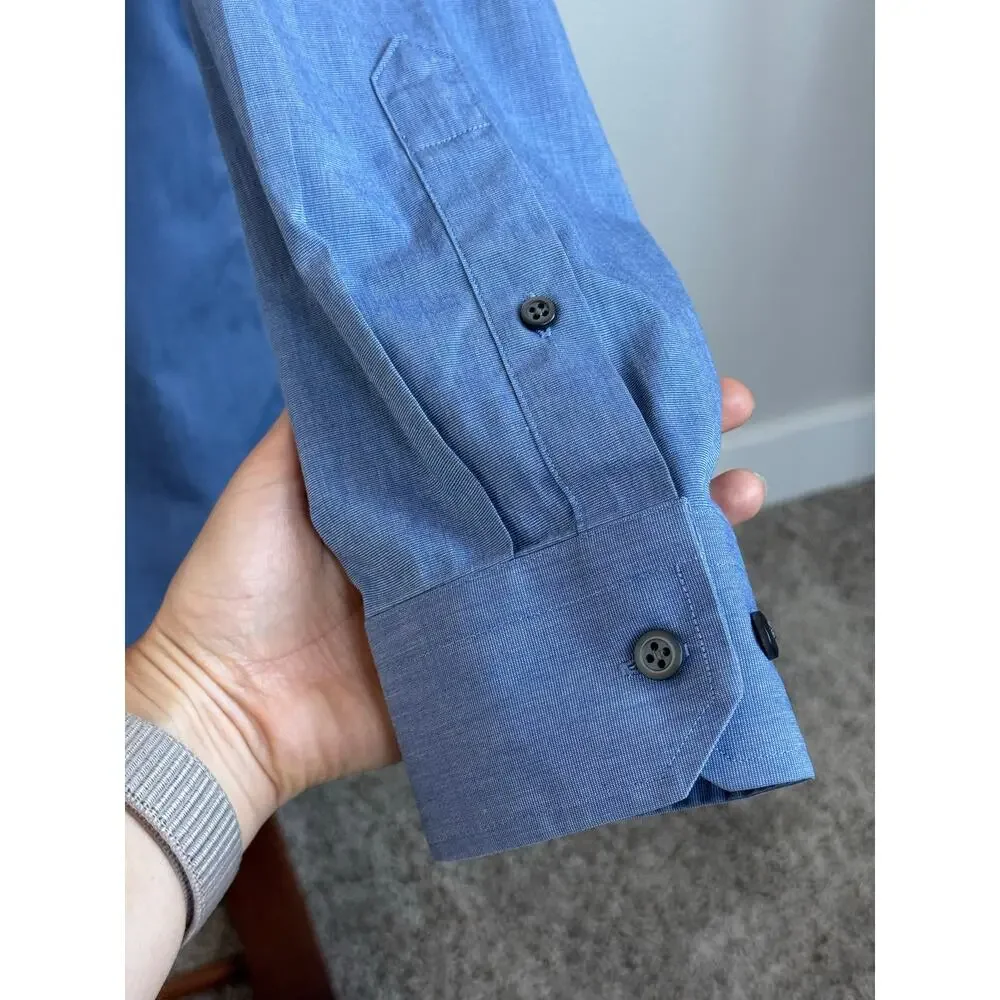 Banana Republic Non-Iron Tailored Slim Fit Blue Button Down Shirt Men’s L Cotton